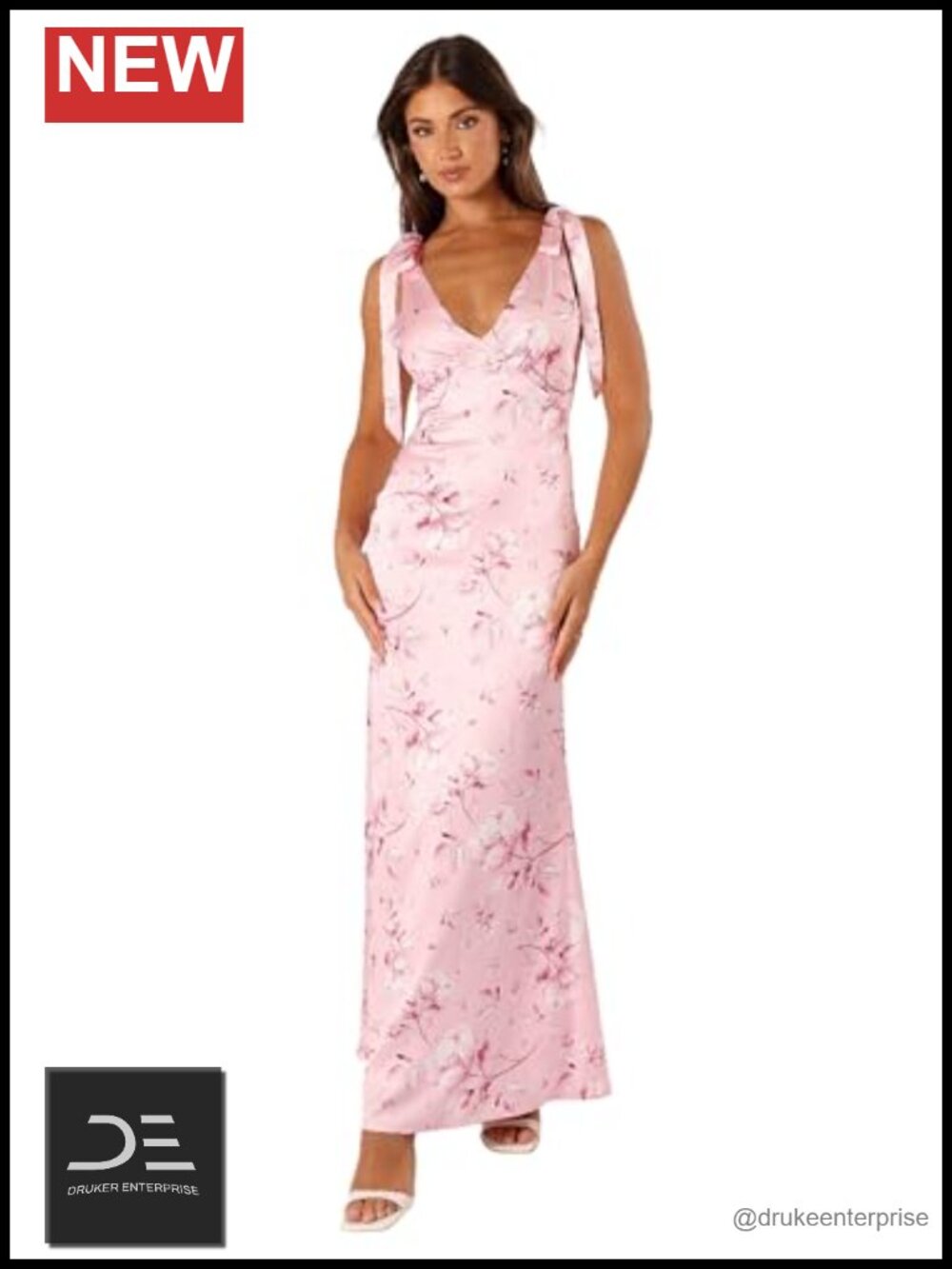 Xavier Bow Shoulder Maxi Dress Sleeveless One Shoulder Tie Straps Lined